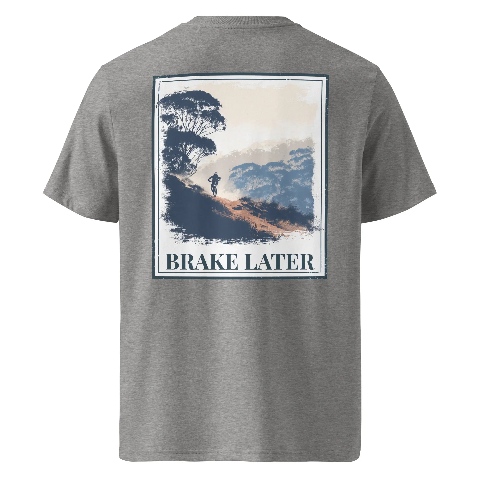 Organic Tee - Brake Later, heather grey: back graphic box print