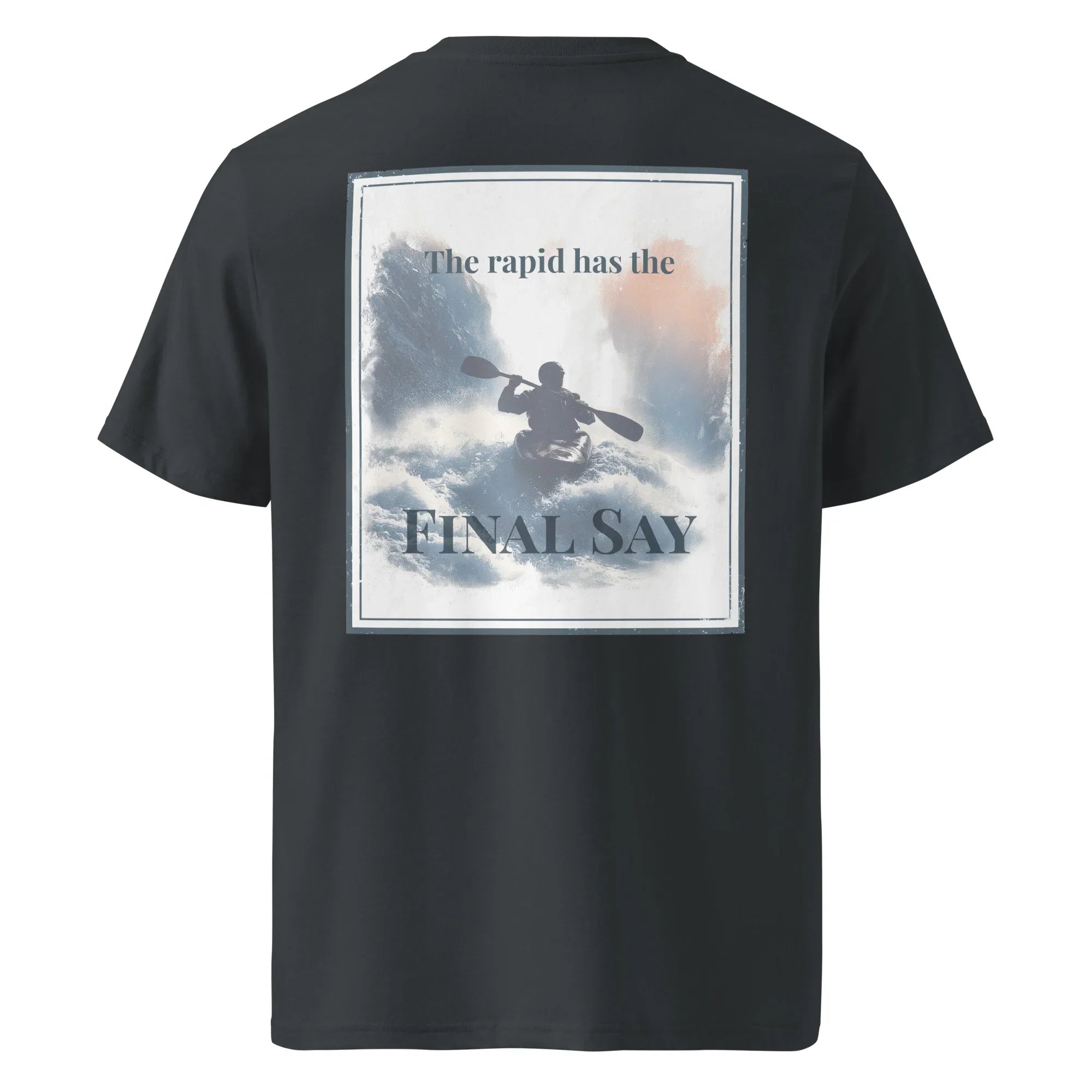 Black T-shirt with large back graphic reading “Final Say”