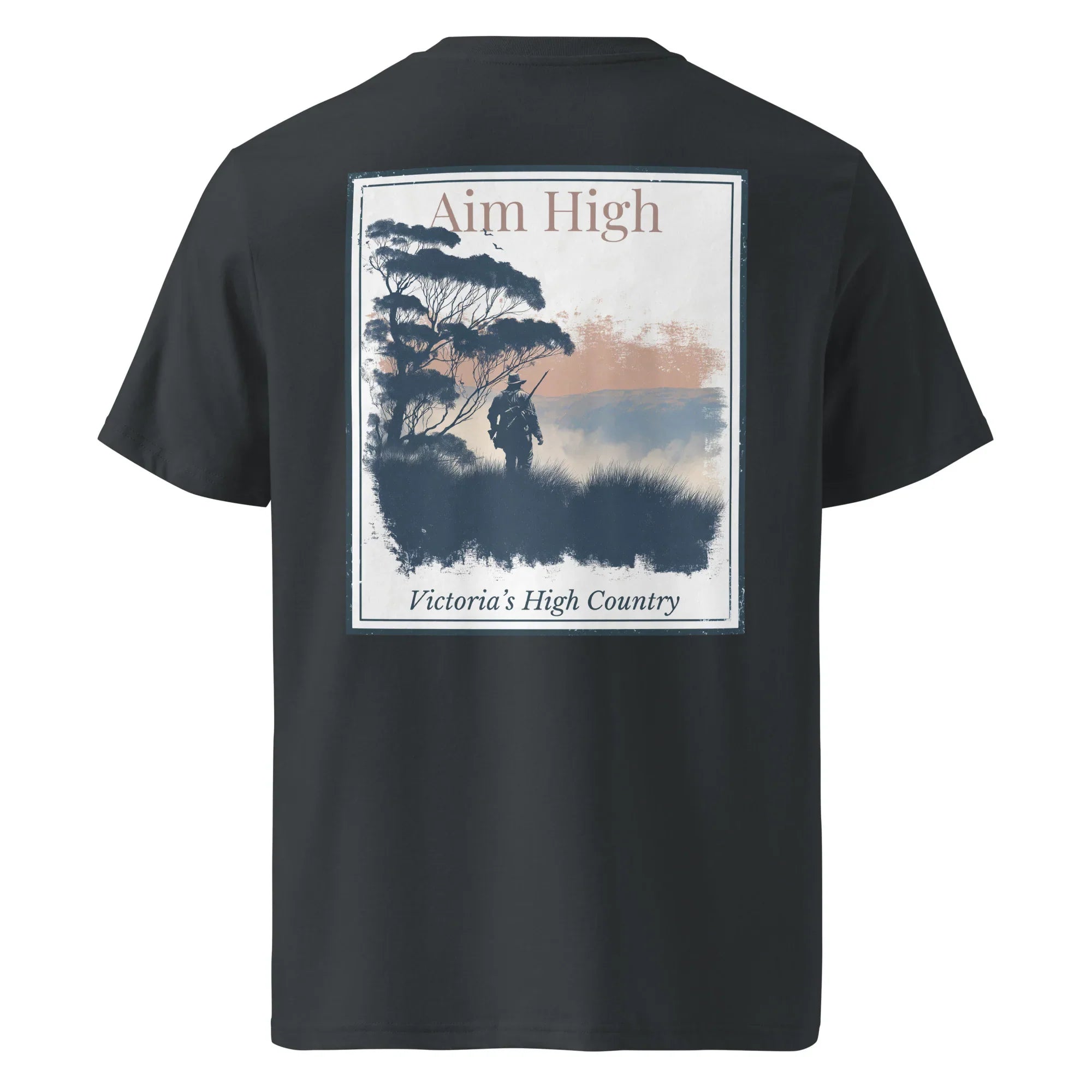 Organic T-Shirt Aim High (Black) – back graphic print