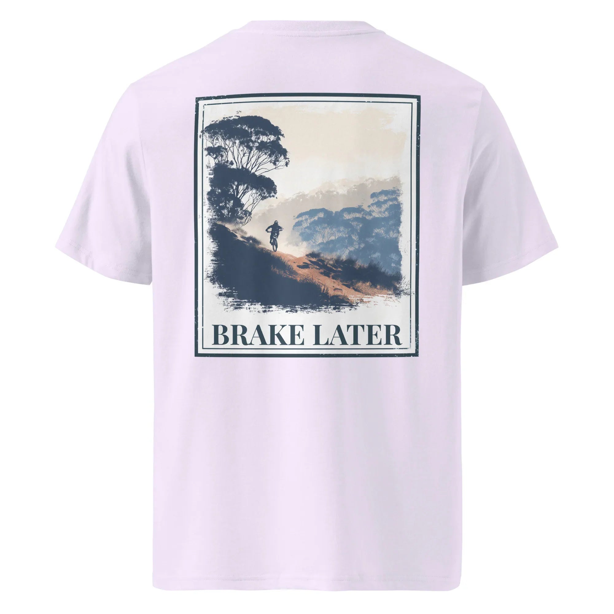Organic Tee - Brake Later, lavender: back graphic box print