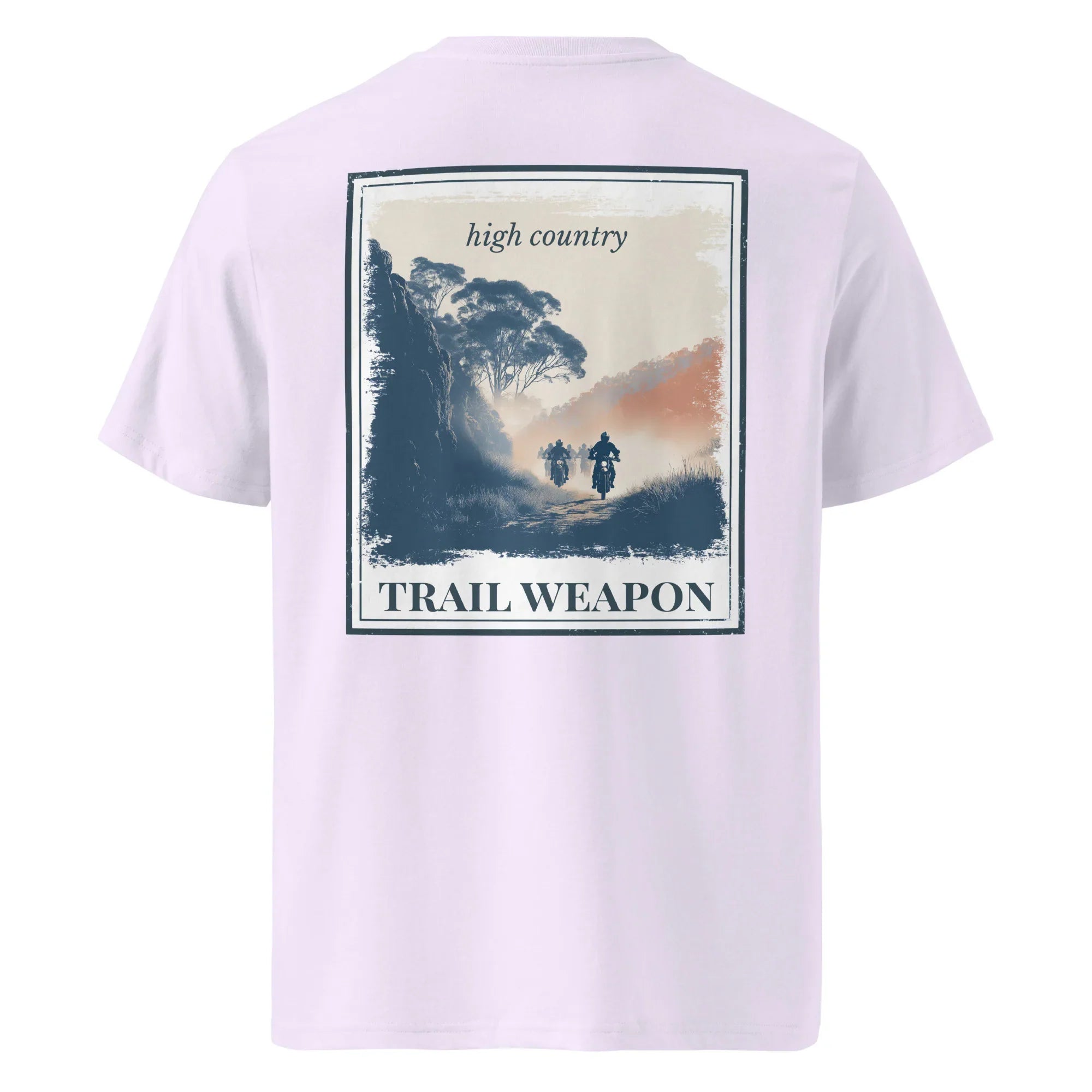 Organic tee, lavender with back “Trail Weapon” graphic