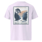 Organic Tee in sehr hellem Lavendel mit „HIGH COUNTRY“ Rücken-Print und Kajak-Motiv