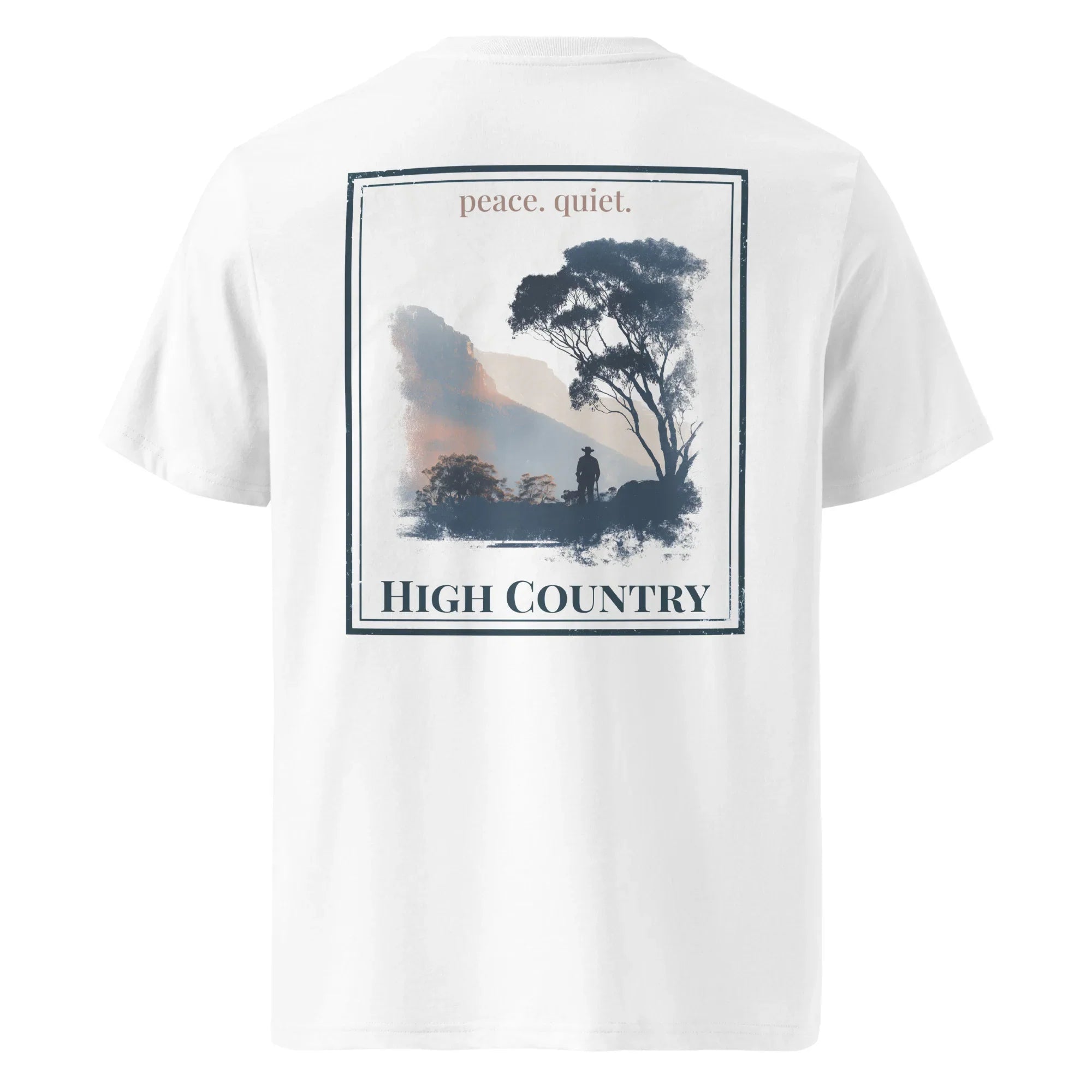 Organic Tee High Country back graphic, white