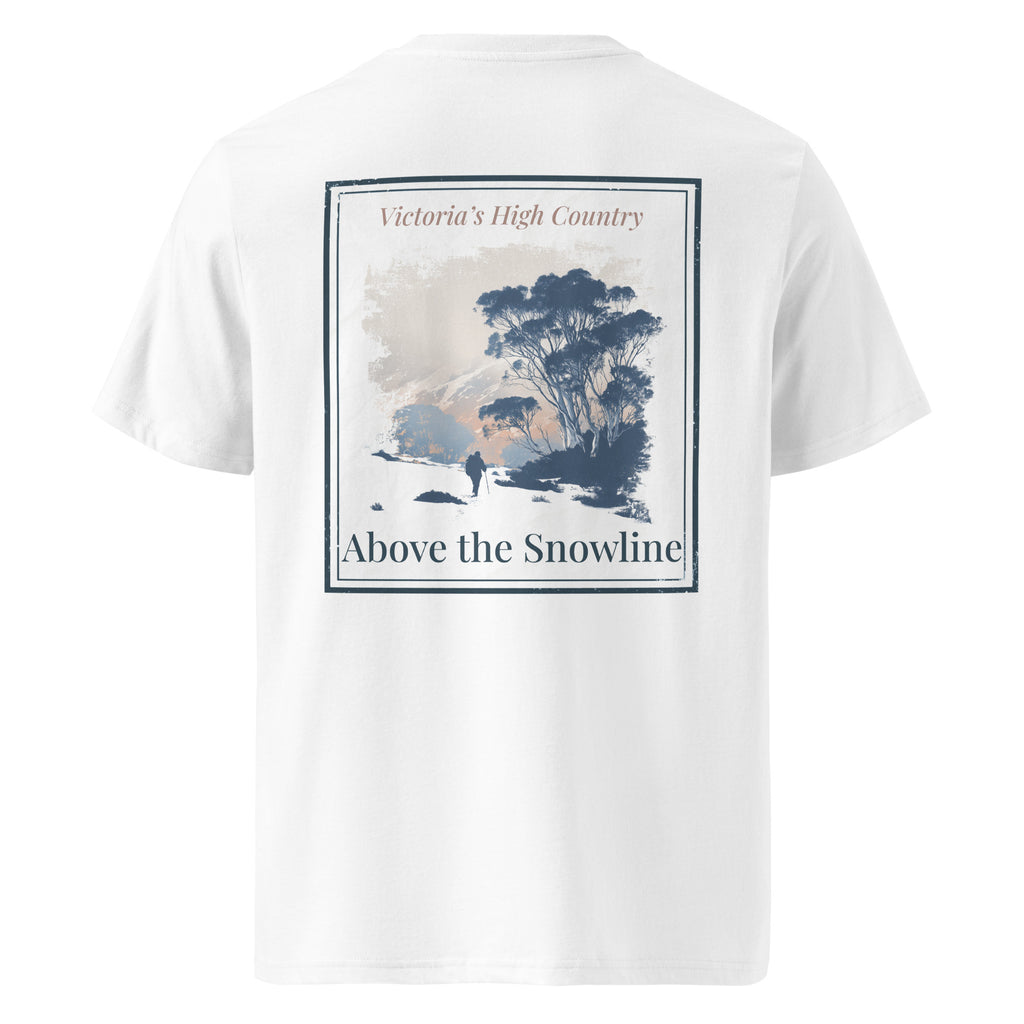 Organic tee in white with large back graphic print