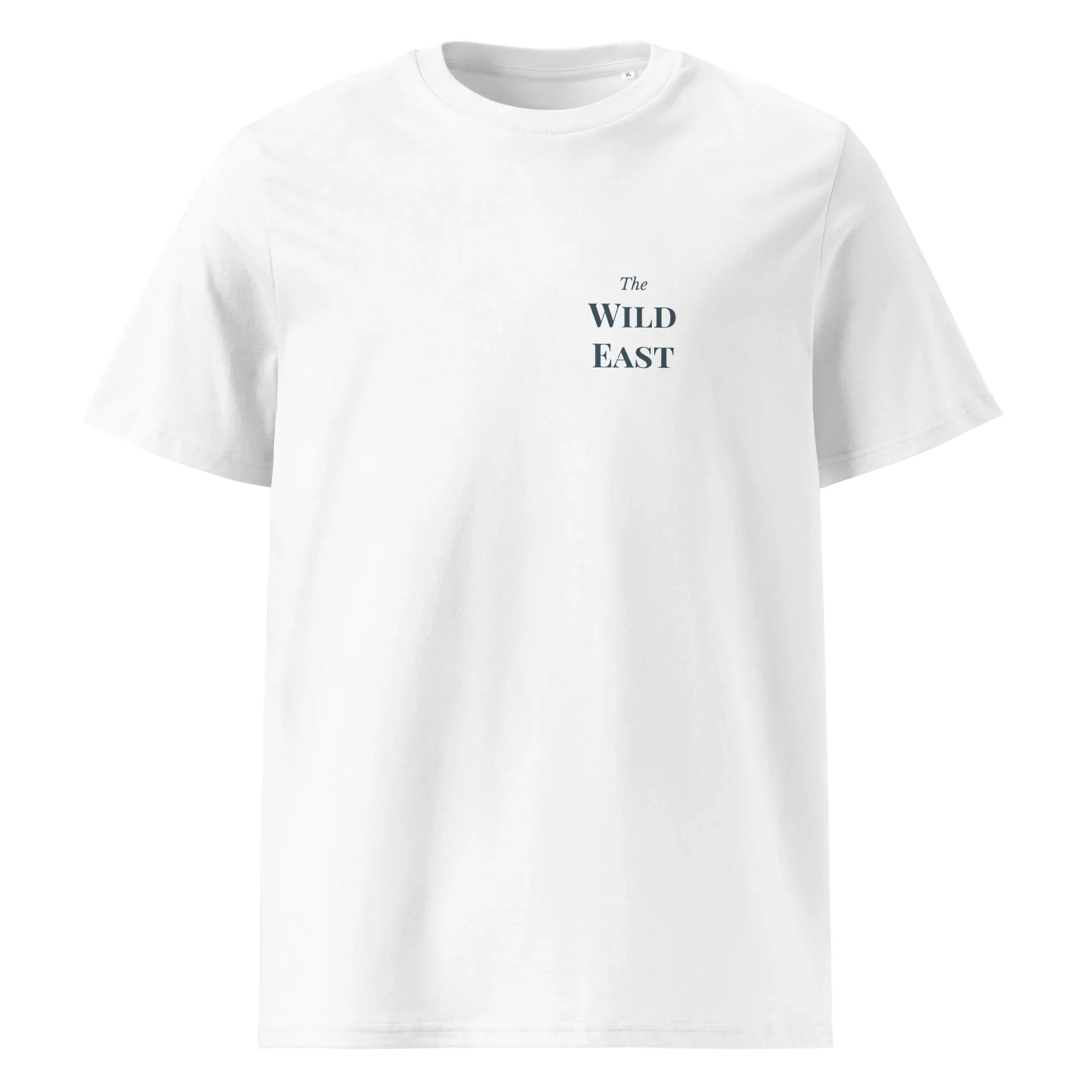 Organic Tee with small front logo on white T-shirt