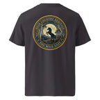 Organic tee, dark back print with horse heritage emblem, crew neck short sleeves