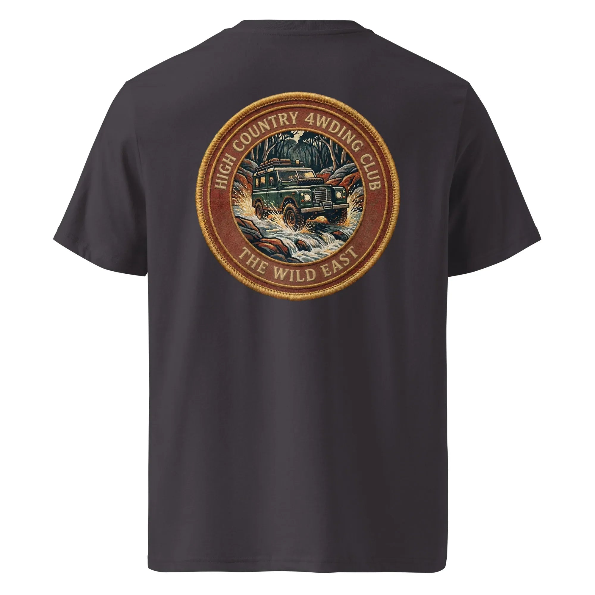 Organic Tee 4WD Club T-shirt, dark charcoal, round back logo graphic