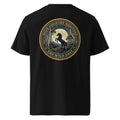 Organic Tee Heritage in black, back view with circular horse country heritage logo.
