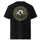 Organic Tee Heritage in black, back view with circular horse country heritage logo.