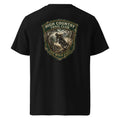 Black organic tee with High Country Trail Club back emblem graphic