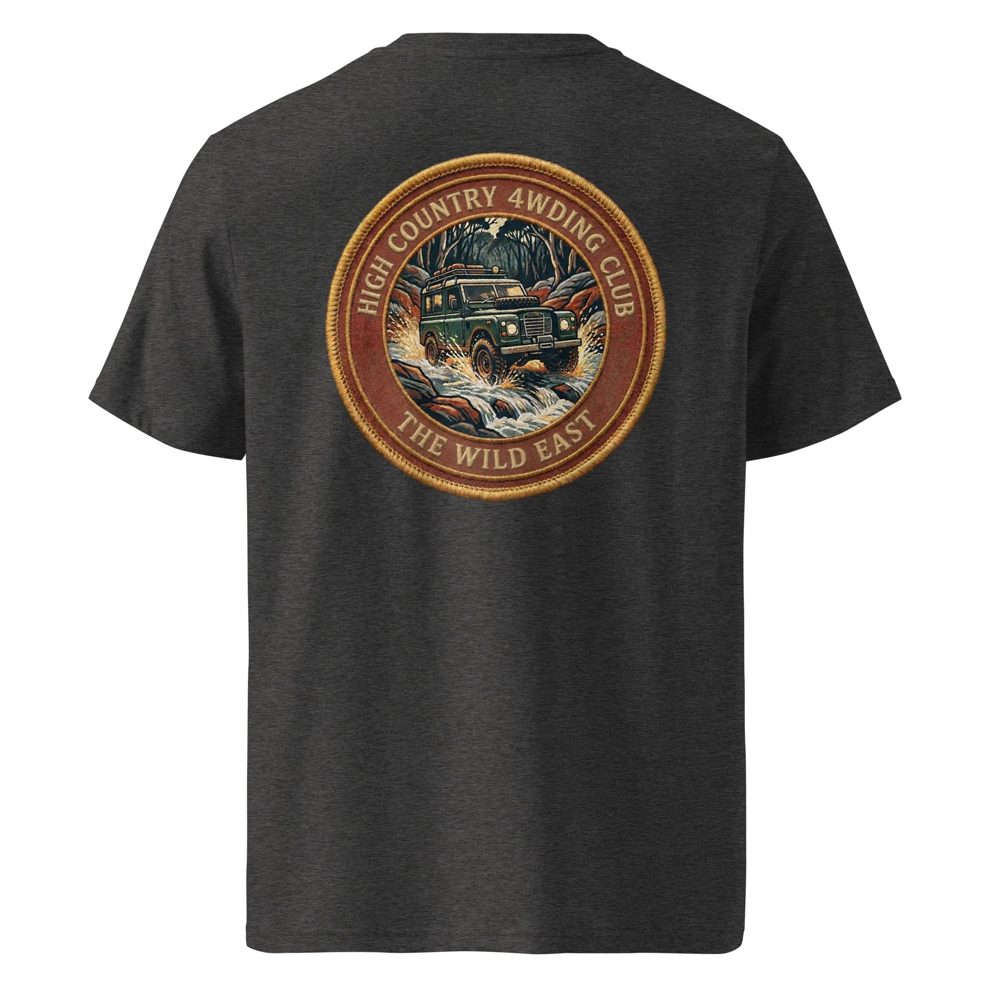 Organic Tee 4WD Club T-shirt, dark heather grey, round back logo graphic