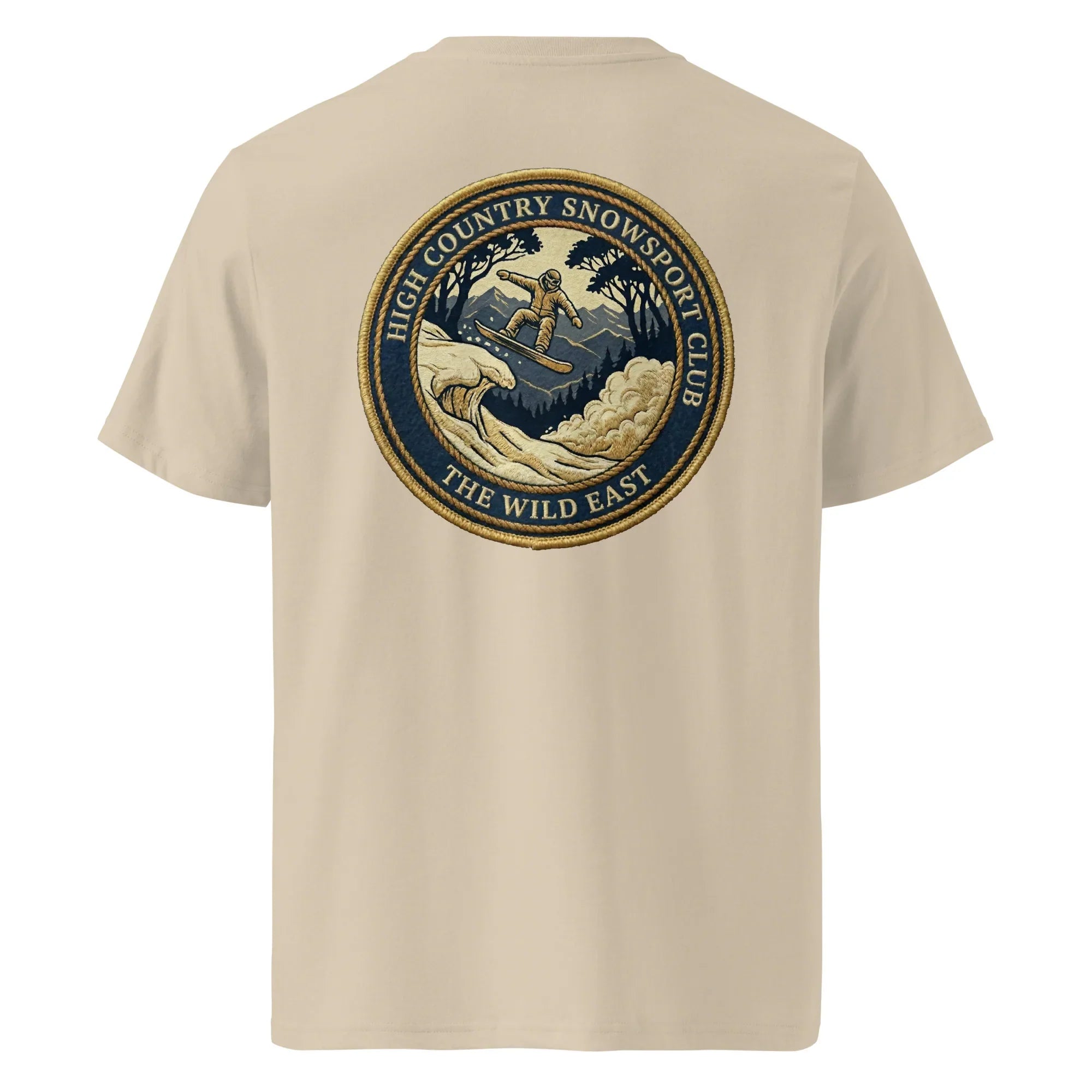 Organic tee - Snowsport Club in khaki with front circular graphic logo
