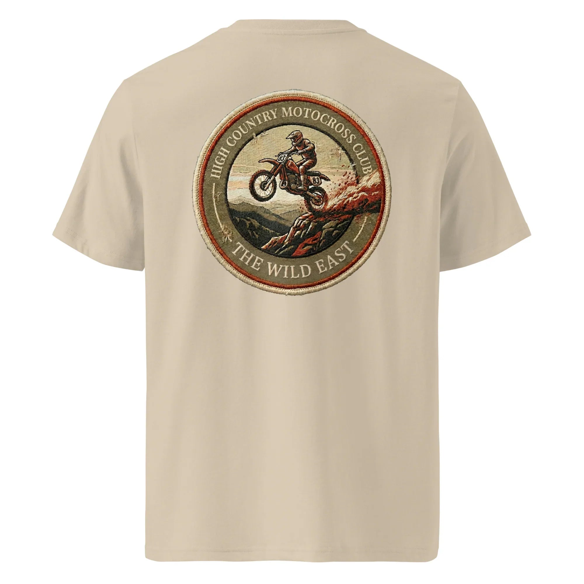 HC Motocross Club organic T‑Shirt, Khaki, großes Rückenpatch