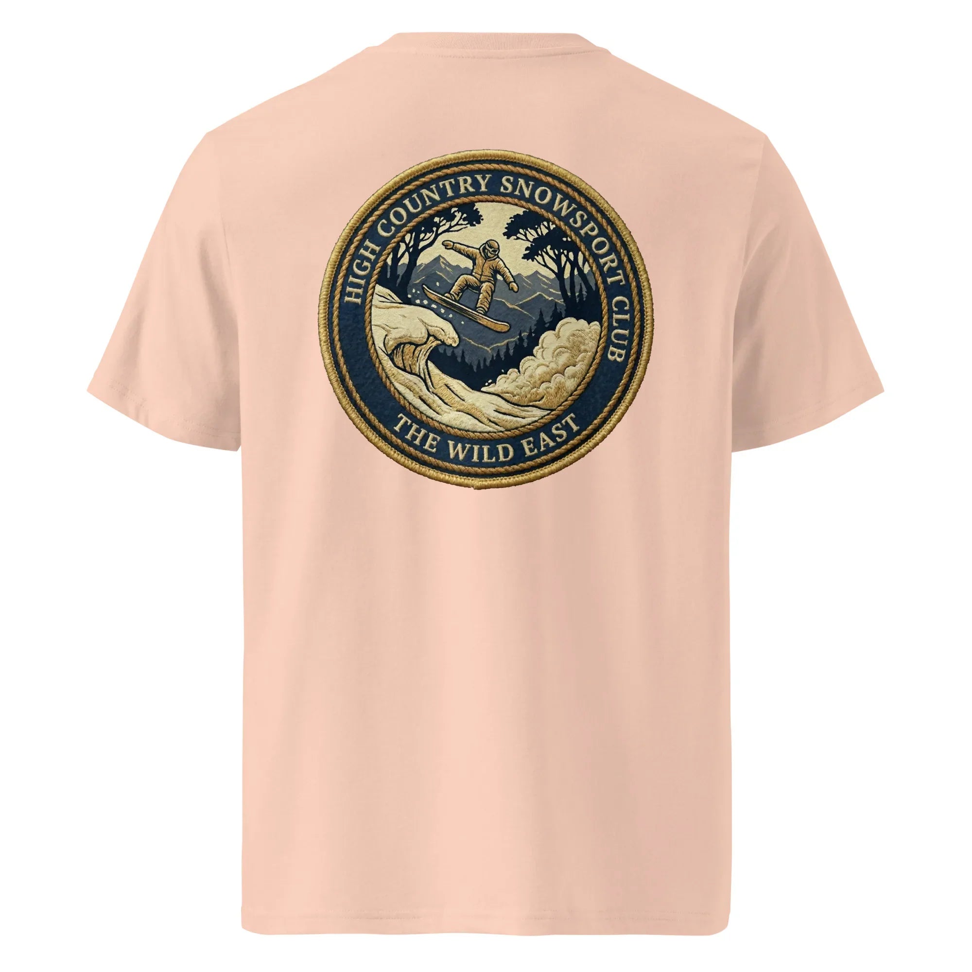 Organic tee - Snowsport Club in peach with back circular graphic logo