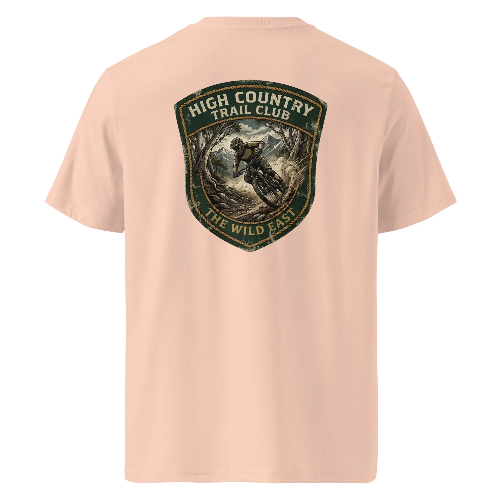 Trail Club Organic Tee, helles rosé/pfirsichfarbenes T-Shirt mit Rückenpatch-Logo