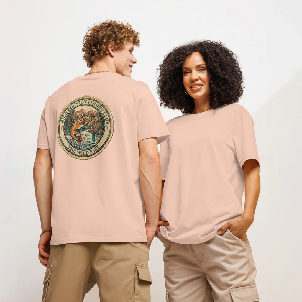 Organic Tee (2 Stück) in Rosé mit rundem Fishing-Club-Logo auf der Rückseite