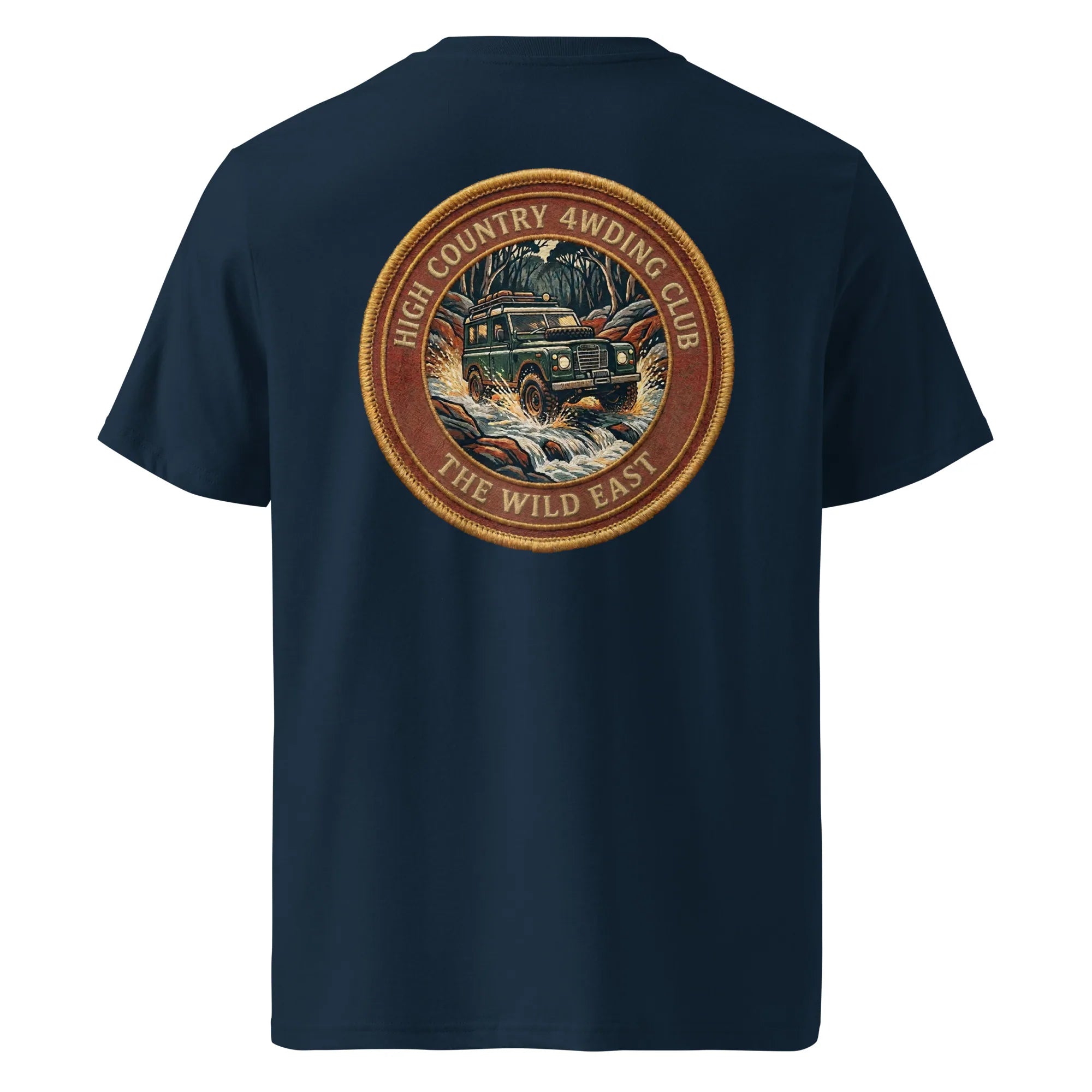 Organic Tee 4WD Club T-shirt, French navy, round back logo graphic