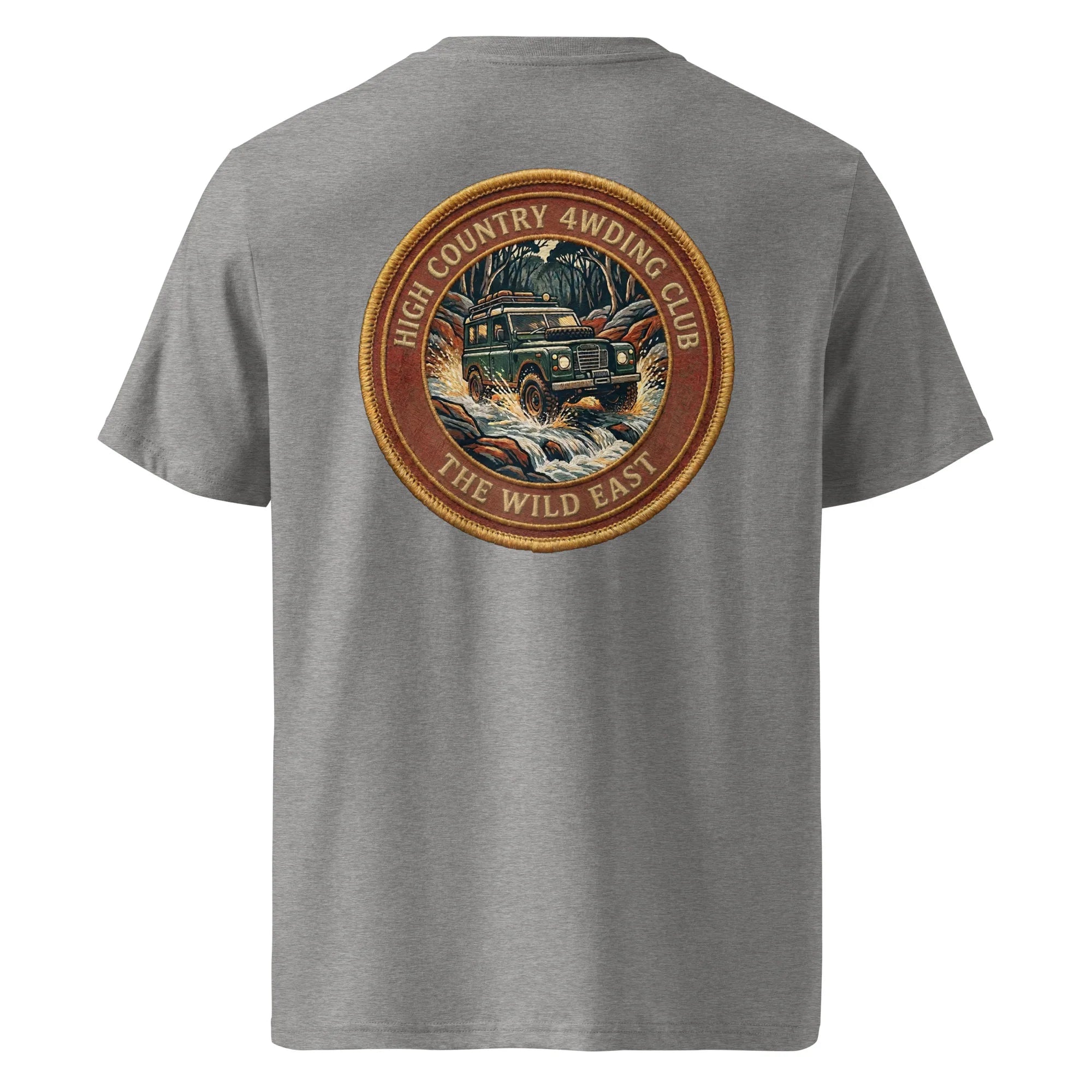 Organic Tee 4WD Club T-shirt, heather grey, round back logo graphic