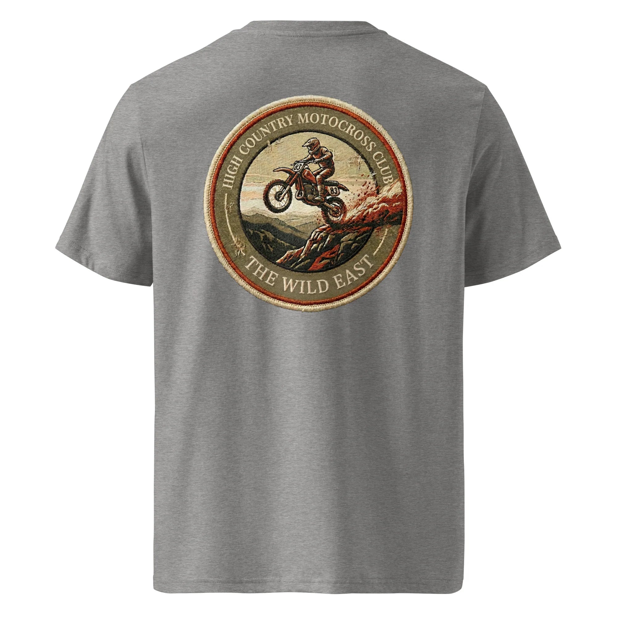 HC Motocross Club organic T‑Shirt, Heather Grey, Rückenlogo