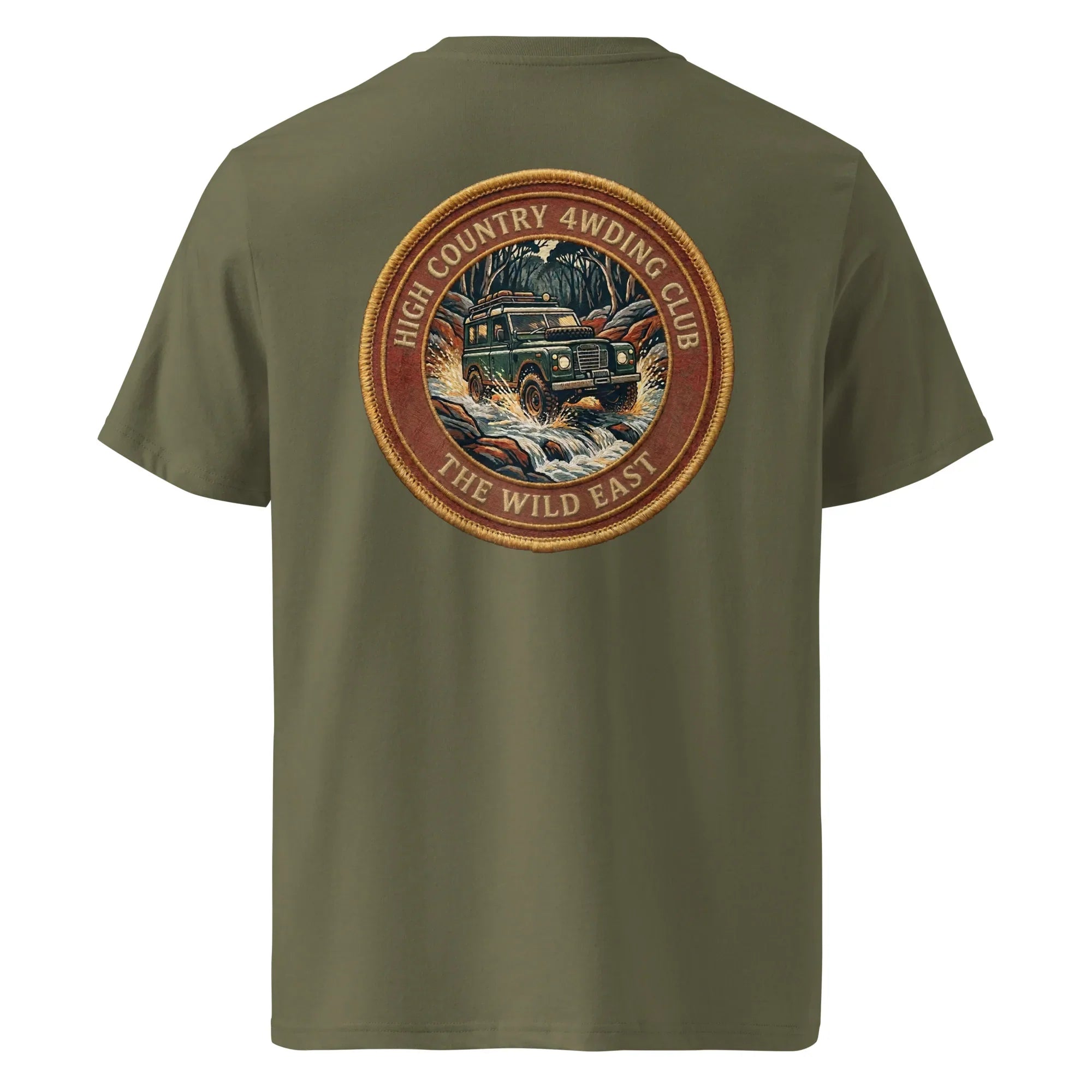 Organic Tee 4WD Club T-shirt, khaki, round back logo graphic
