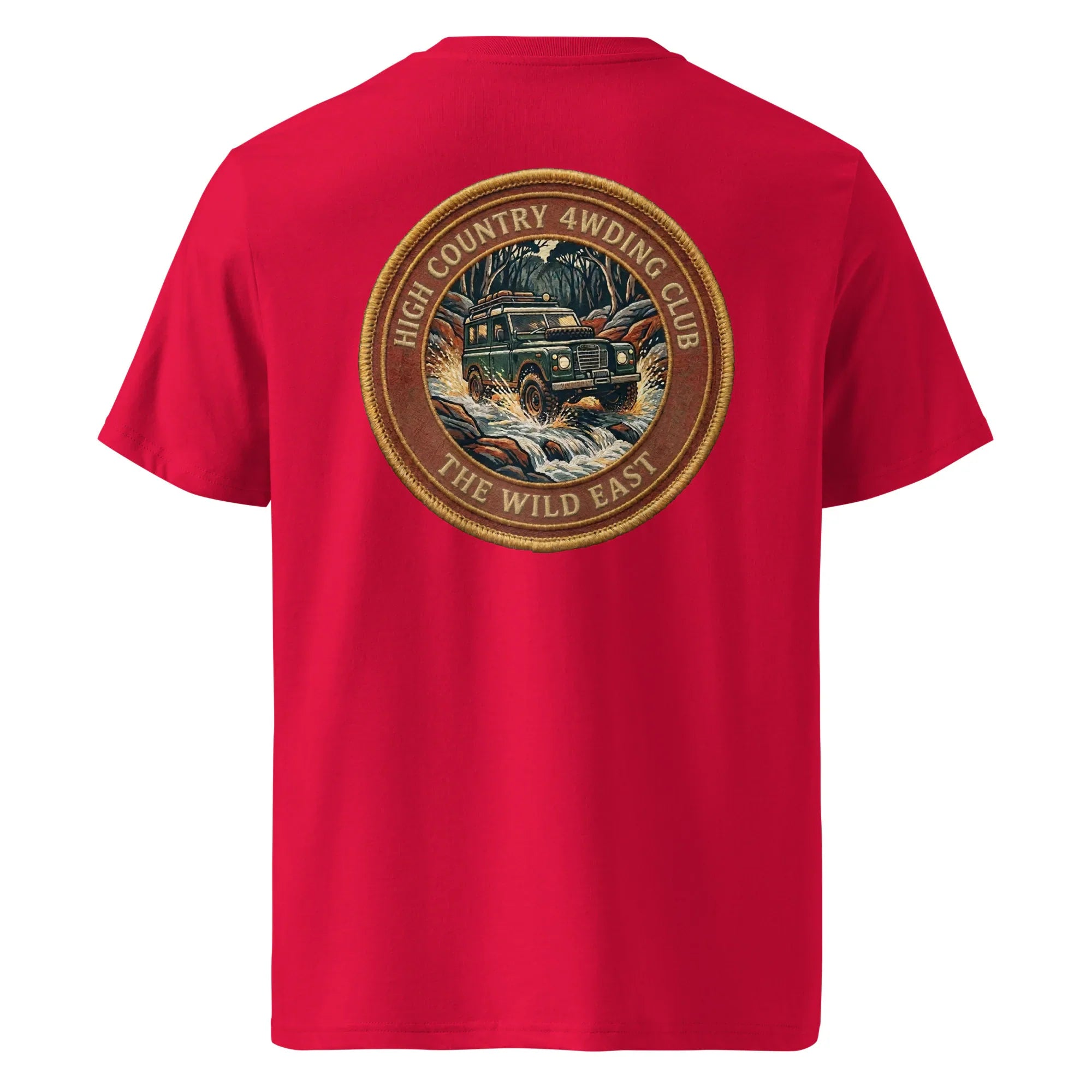 Organic Tee 4WD Club T-shirt, red, round back logo graphic