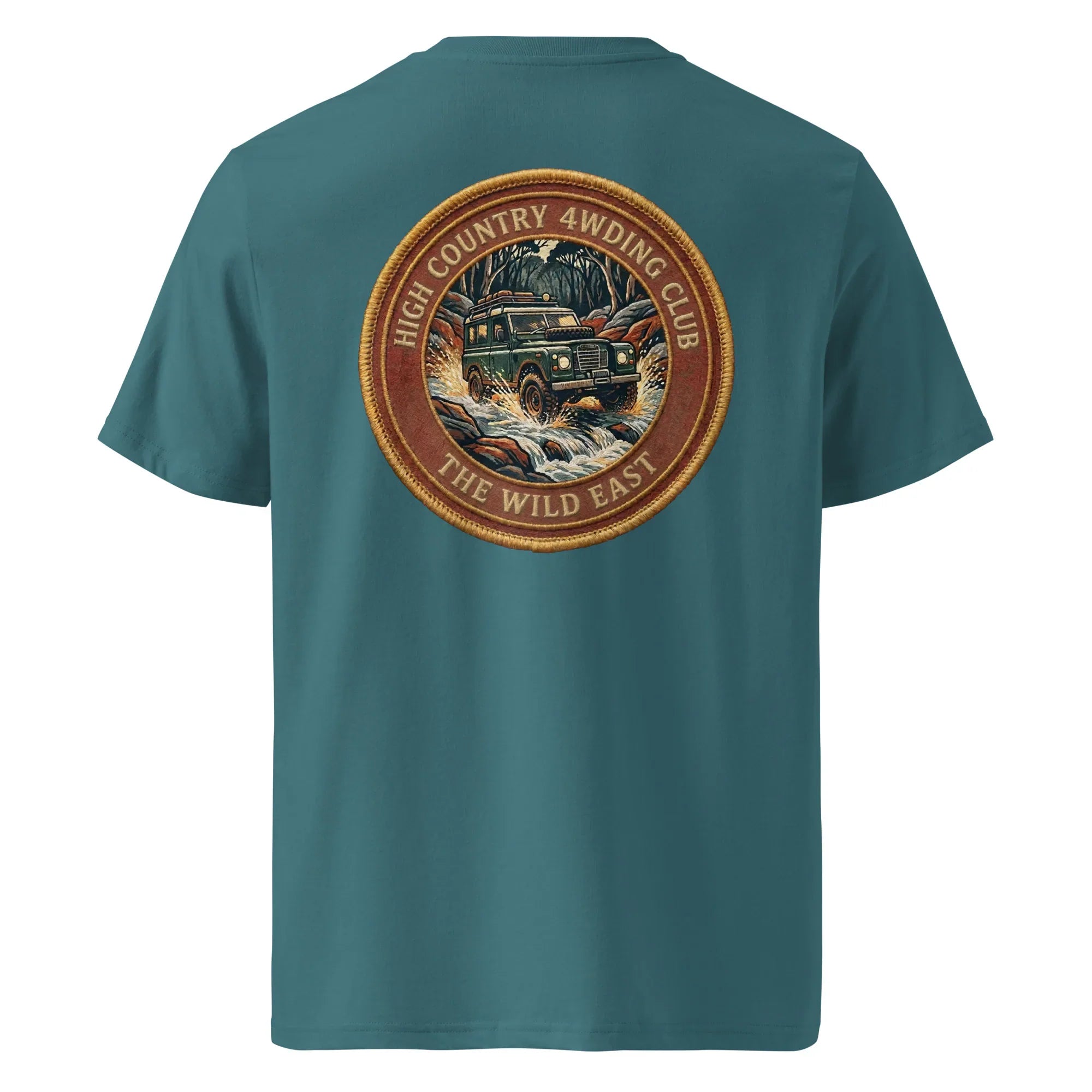 Organic Tee 4WD Club T-shirt, teal (Stargazer), round back logo graphic