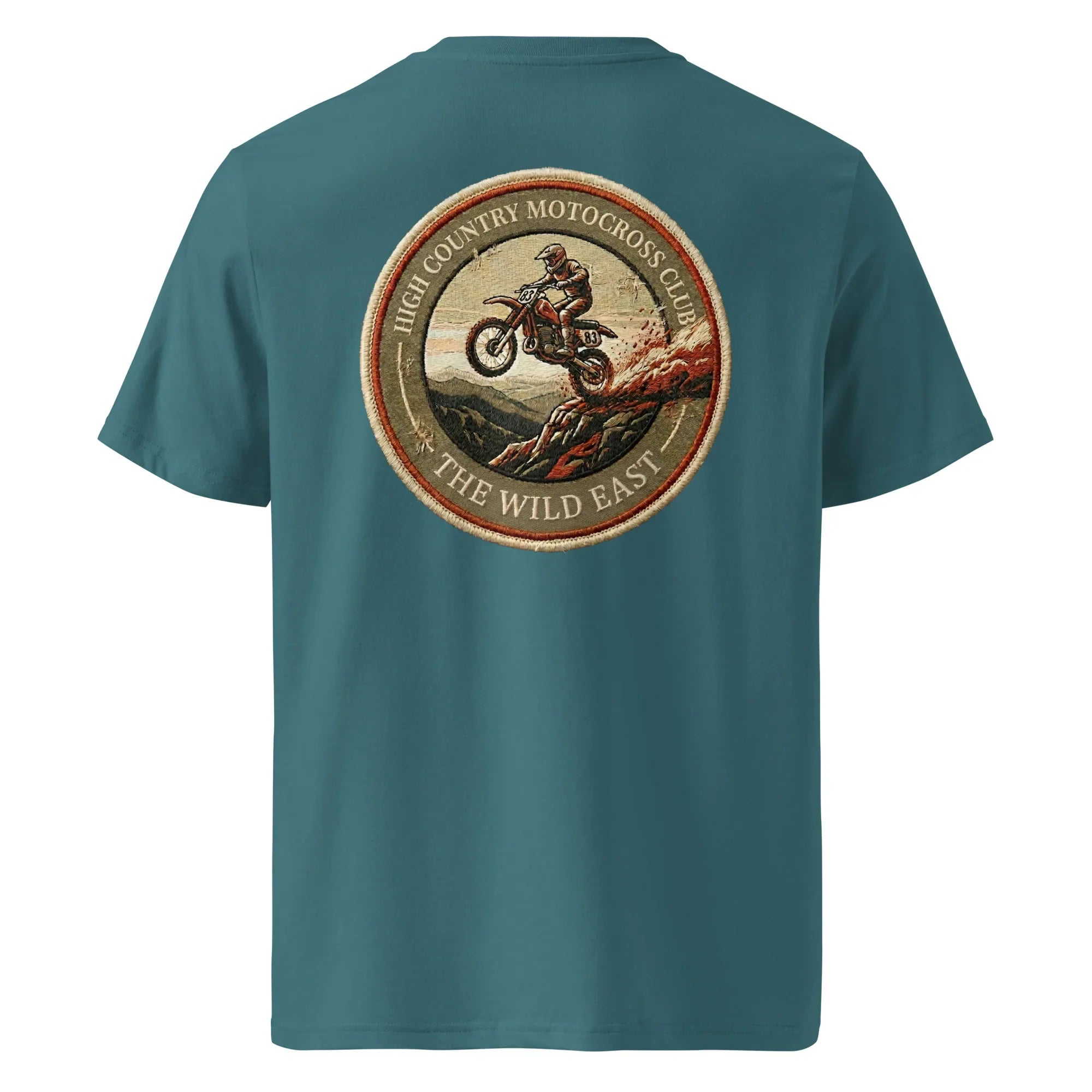 HC Motocross Club Unisex T-Shirt Stargazer mit rundem Rückenlogo und Motorradmotiv