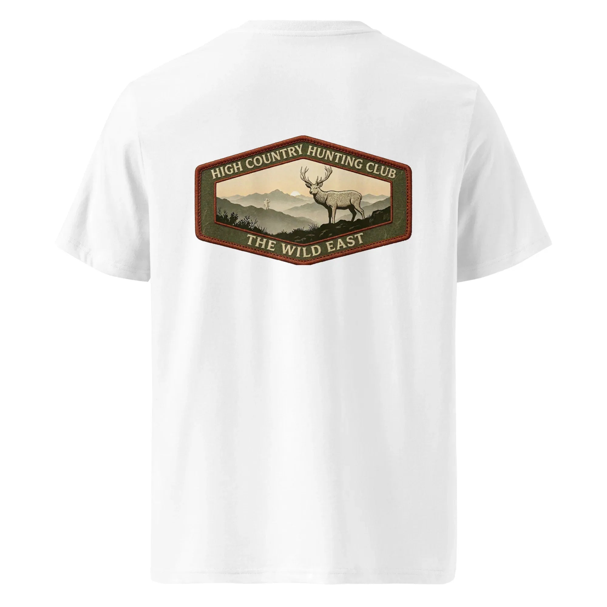 Organic tee in weiß with deer hunting club front graphic print